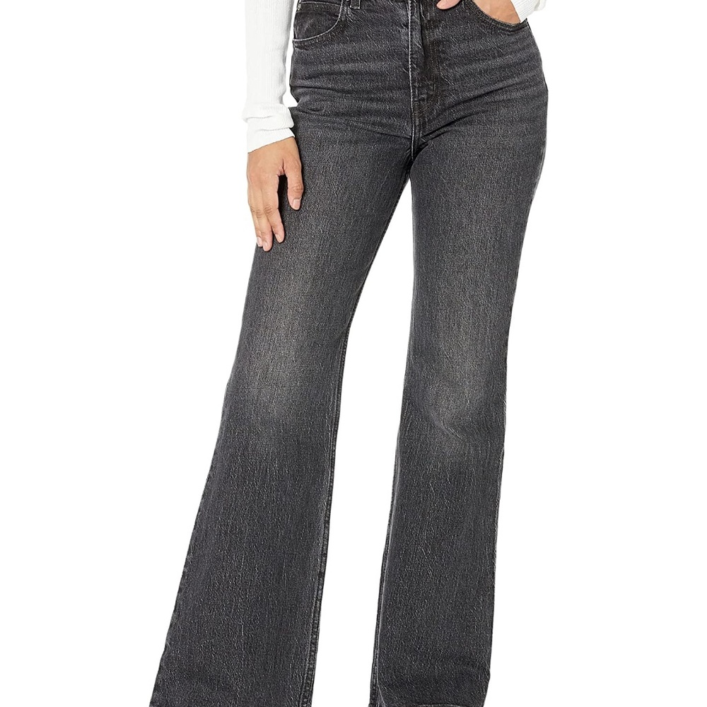 Levi's  Premium Ribcage Flare Black Distressed Jeans Sz 27